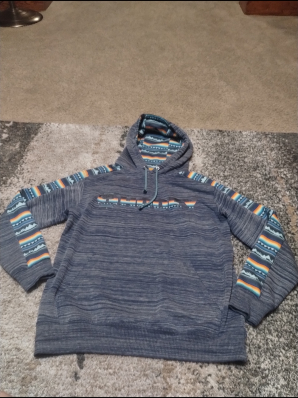 Hooey Western Blue Hoodie with Patterned Sleeves Men's Sz Small